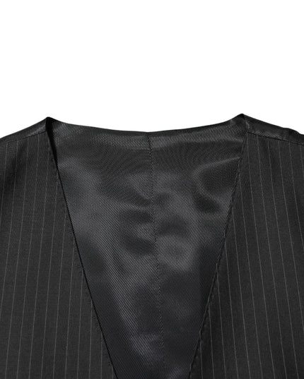 Dolce & Gabbana Black Wool Men Dress Formal Waistcoat Vest