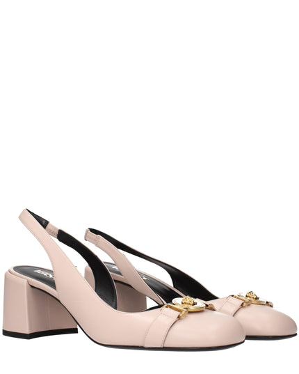 Versace Pink Leather Mid Heel Pumps