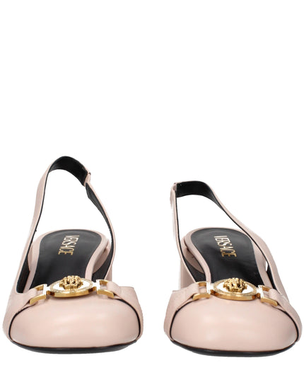 Versace Pink Leather Mid Heel Pumps