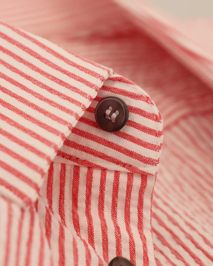 Dolce & Gabbana Red White Striped Cotton Short Sleeve Shirt
