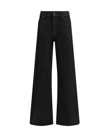 7FOR Black Cotton Flared Jeans