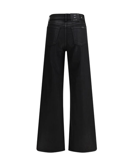 7FOR Black Cotton Flared Jeans
