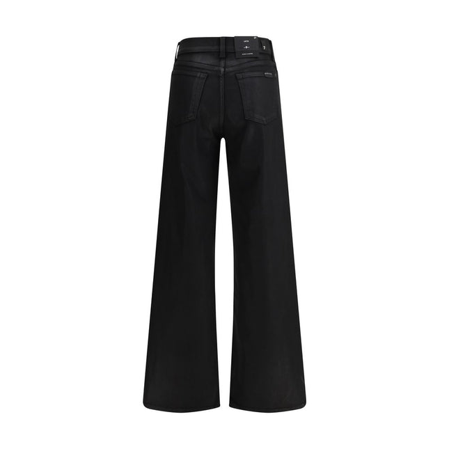 7FOR Black Cotton Flared Jeans