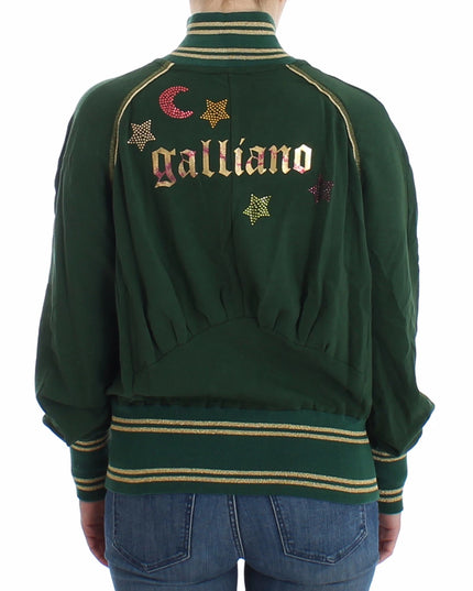 John Galliano Green Mock Zip Cardigan Sweatshirt Sweater Jacket