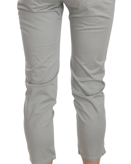 Jucca Cotton Gray High Waist Skinny Cropped Trousers Pants