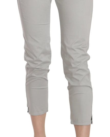 Jucca Cotton Gray High Waist Skinny Cropped Trousers Pants