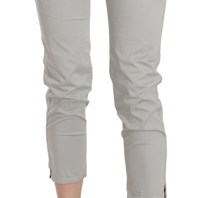 Jucca Cotton Gray High Waist Skinny Cropped Trousers Pants