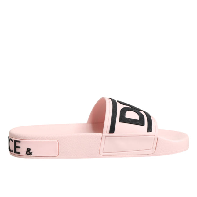 Dolce & Gabbana Pink Rubber Slides Sandals Beachwear Shoes