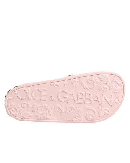 Dolce & Gabbana Pink Rubber Slides Sandals Beachwear Shoes
