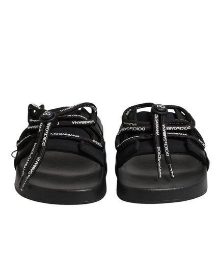Dolce & Gabbana Black logo print Slides Beachwear Shoes
