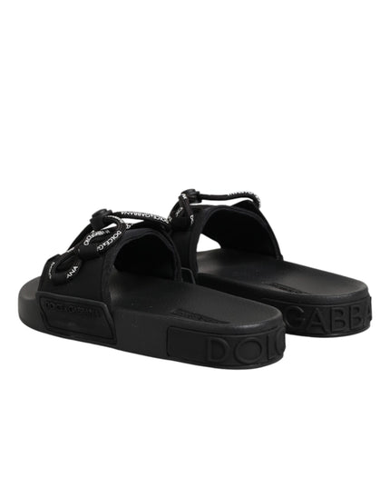 Dolce & Gabbana Black logo print Slides Beachwear Shoes