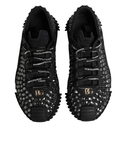 Dolce & Gabbana Shoes Black Embellished Low Top NS1 Sneakers Shoes