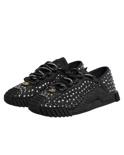 Dolce & Gabbana Shoes Black Embellished Low Top NS1 Sneakers Shoes