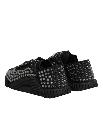 Dolce & Gabbana Shoes Black Embellished Low Top NS1 Sneakers Shoes