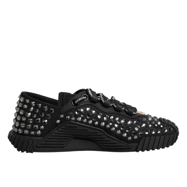 Dolce & Gabbana Shoes Black Embellished Low Top NS1 Sneakers Shoes