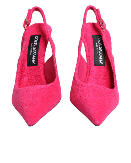 Dolce & Gabbana Pink Suede High Heels Slingback Shoes