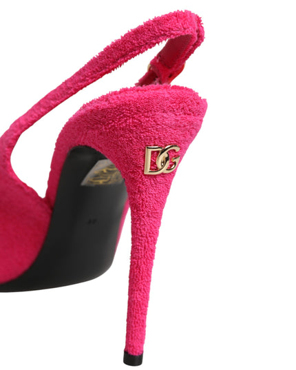 Dolce & Gabbana Pink Suede High Heels Slingback Shoes