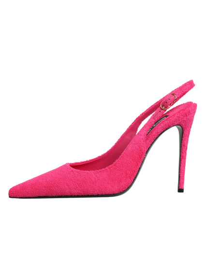 Dolce & Gabbana Pink Suede High Heels Slingback Shoes