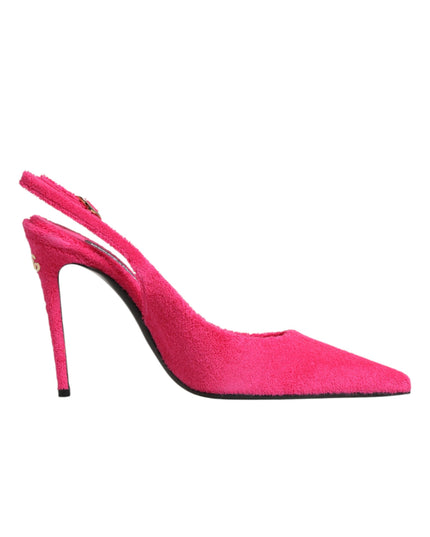 Dolce & Gabbana Pink Suede High Heels Slingback Shoes