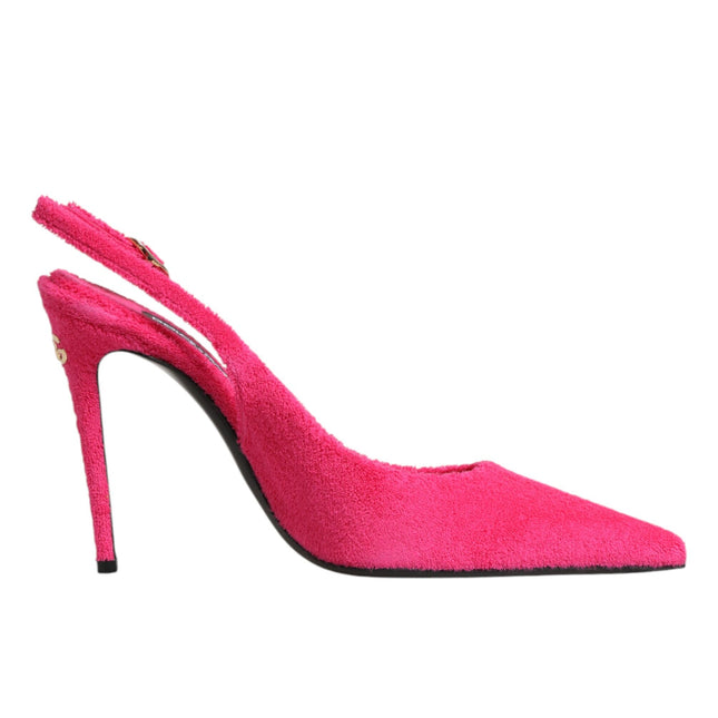 Dolce & Gabbana Pink Suede High Heels Slingback Shoes