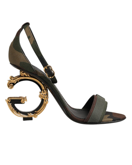 Dolce & Gabbana Multicolor DG Logo Heels Camouflage Sandals Shoes
