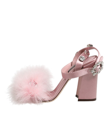 Dolce & Gabbana Pink Sequined Ankle Strap Sandals Shoes