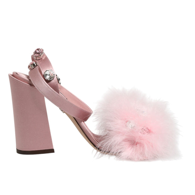 Dolce & Gabbana Pink Sequined Ankle Strap Sandals Shoes