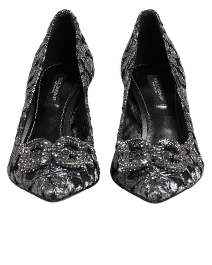 Dolce & Gabbana Silver Lace DG Amore Heels Pumps Shoes