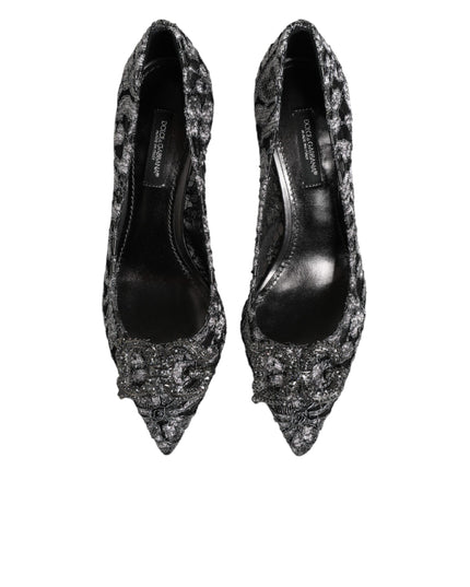 Dolce & Gabbana Silver Lace DG Amore Heels Pumps Shoes
