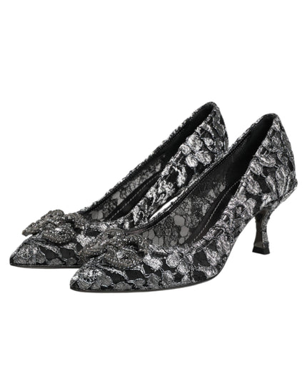 Dolce & Gabbana Silver Lace DG Amore Heels Pumps Shoes