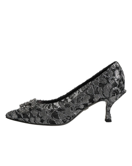 Dolce & Gabbana Silver Lace DG Amore Heels Pumps Shoes