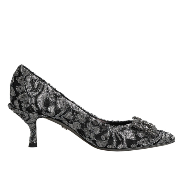 Dolce & Gabbana Silver Lace DG Amore Heels Pumps Shoes