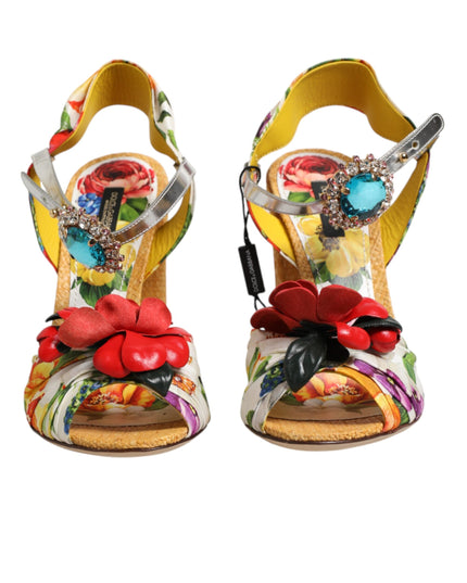 Dolce & Gabbana Multicolor Floral Crystal Embellished Sandals Shoes