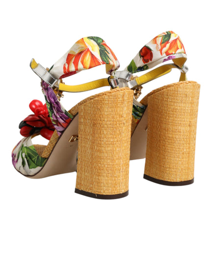 Dolce & Gabbana Multicolor Floral Crystal Embellished Sandals Shoes