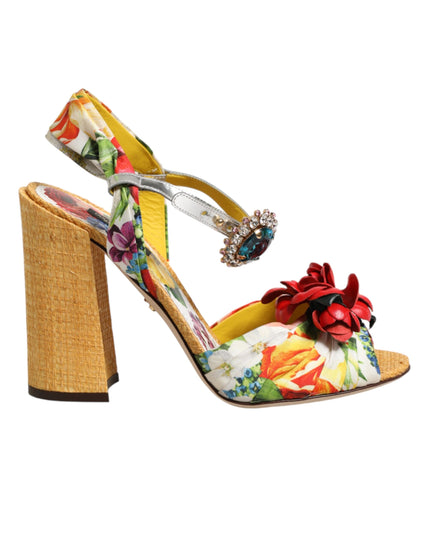 Dolce & Gabbana Multicolor Floral Crystal Embellished Sandals Shoes