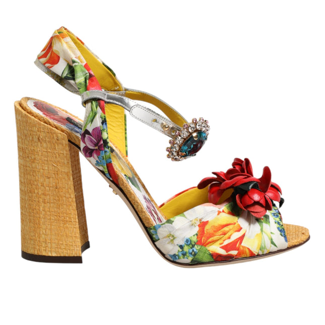 Dolce & Gabbana Multicolor Floral Crystal Embellished Sandals Shoes