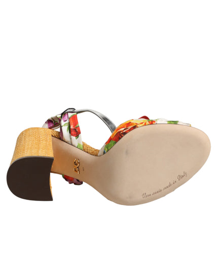 Dolce & Gabbana Multicolor Floral Crystal Embellished Sandals Shoes