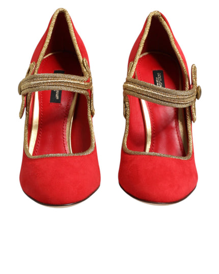 Dolce & Gabbana Red Embellished MARY JANES Pumps  Shoes