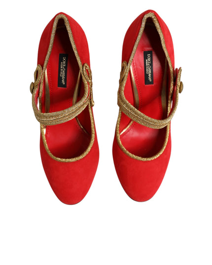 Dolce & Gabbana Red Embellished MARY JANES Pumps  Shoes