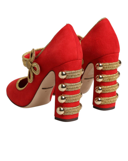 Dolce & Gabbana Red Embellished MARY JANES Pumps  Shoes