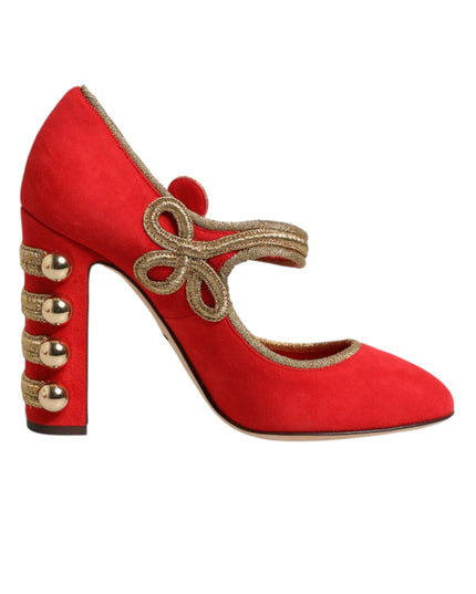Dolce & Gabbana Red Embellished MARY JANES Pumps  Shoes