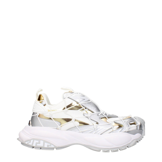 Versace White Fabric Chunky Sneakers