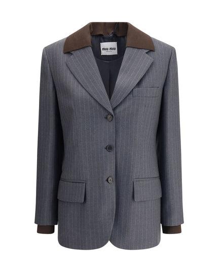 Miu Miu Gray Fleece Wool Blazer