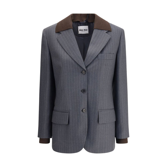Miu Miu Gray Fleece Wool Blazer