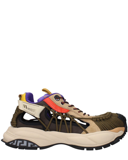 Versace Beige Leather Athletic Sneakers