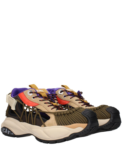 Versace Beige Leather Athletic Sneakers