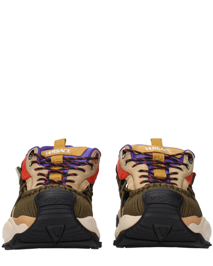 Versace Beige Leather Athletic Sneakers