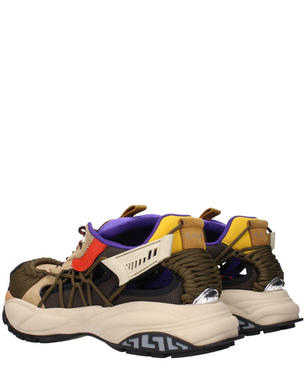 Versace Beige Leather Athletic Sneakers