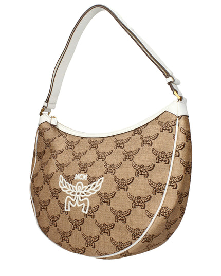 MCM Beige Raffia Shoulder Bag