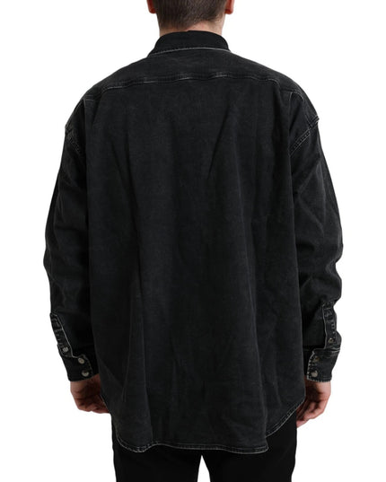 Dolce & Gabbana Black Cotton Long Sleeve Denim Casual Shirt
